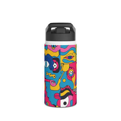 Pop Culture Fun Pattern Stainless Steel Water Bottle with Twist-on Lid and Double-Wall Vacuum Insulation