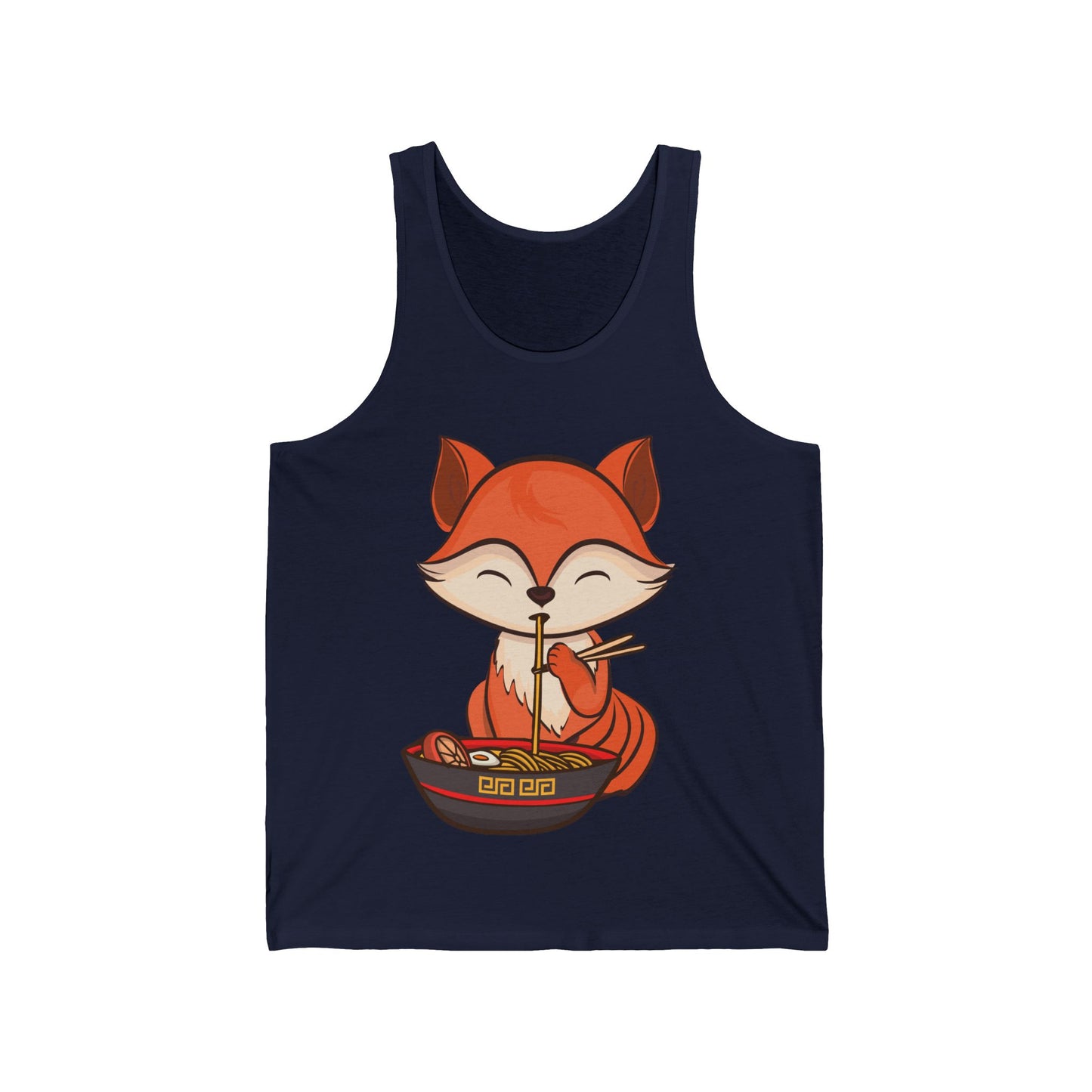 Fox Eating Ramen Kawaii Tee Japanese Cute Lovely Tank Top Men Women