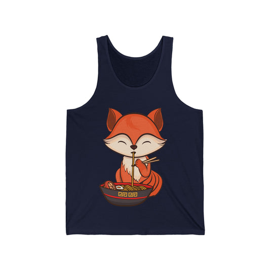 Fox Eating Ramen Kawaii Tee Japanese Cute Lovely Tank Top Men Women