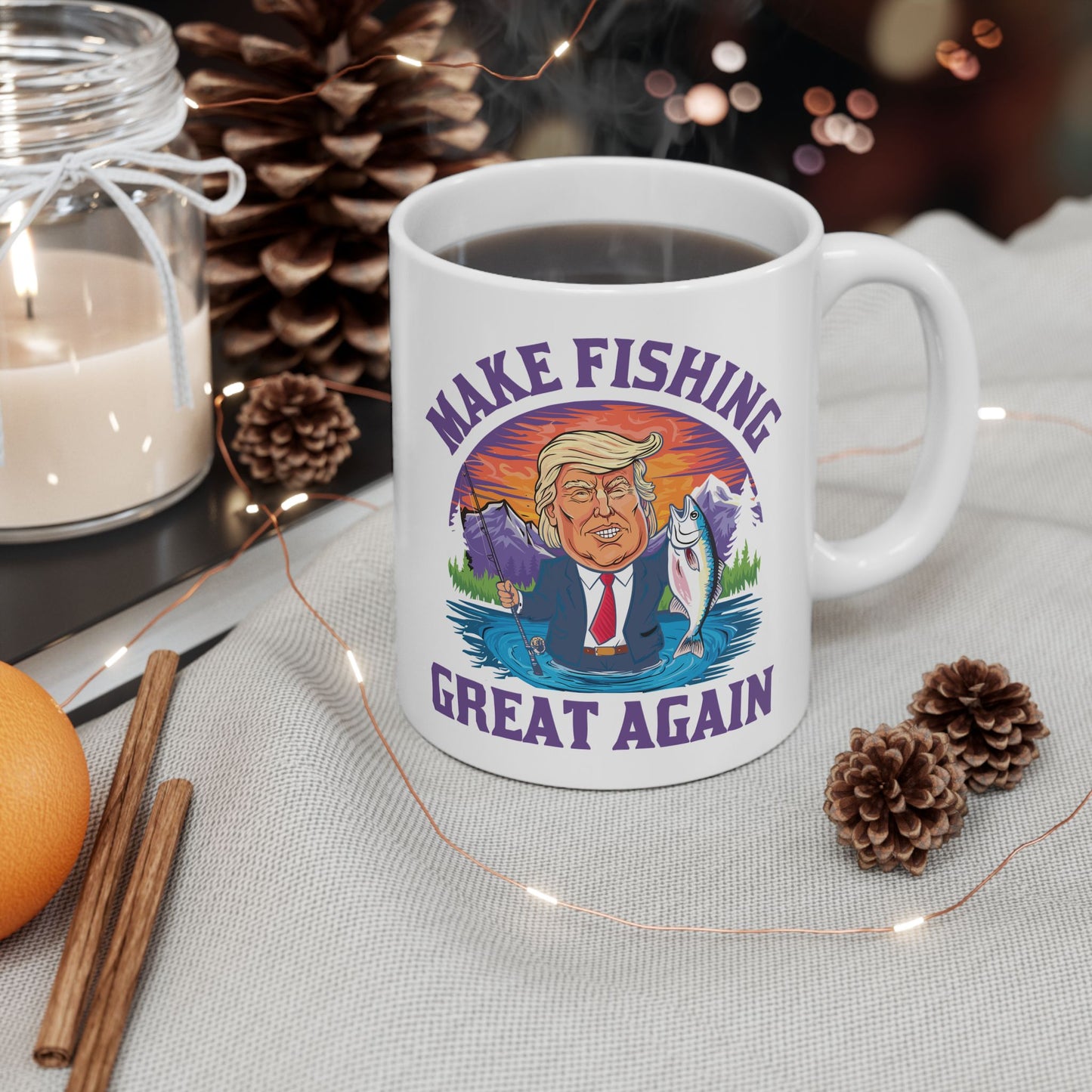 Make Fishing Great Again Trump 45 47 President Fishing Gift Coffee Mug