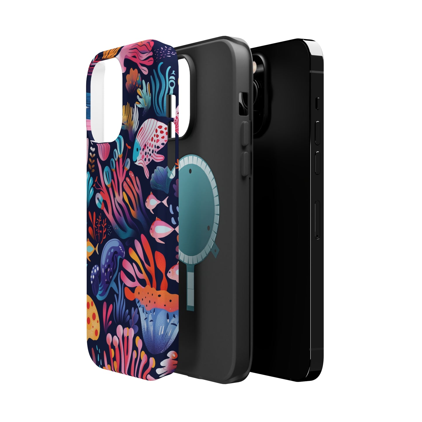 Underwater World Pattern iPhone 13 14 15 Pro Max Plus Case Compatible with MagSafe Tough Cases Protection, Magnetic Phone Case for iPhone  Classic Series