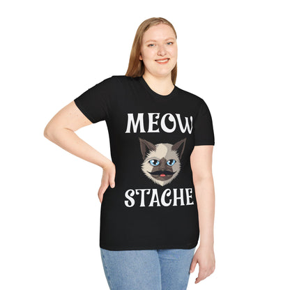 Meowstache Cat Mustache Moustache Beard Bearded Kitten Lovers T-Shirt For Men Women T-Shirt