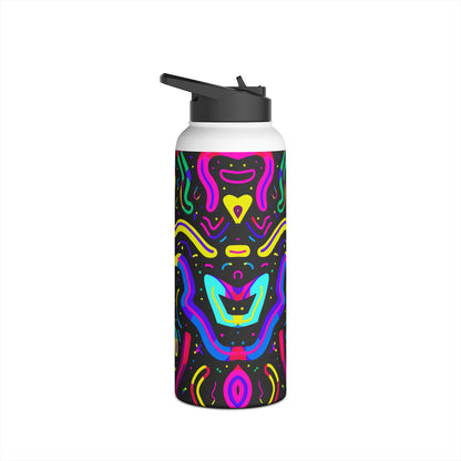 Neon Pattern Stainless Steel Water Bottle with Twist-on Lid and Double-Wall Vacuum Insulation