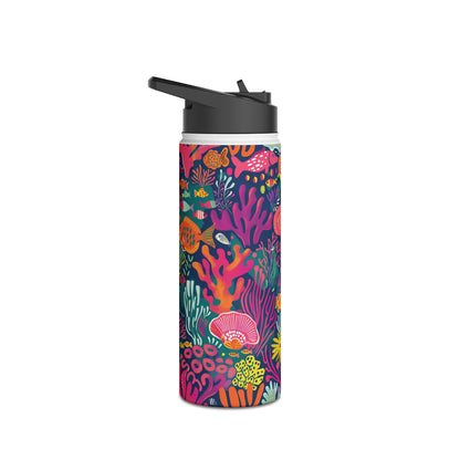 Underwater World Vibrant Pattern Stainless Steel Water Bottle with Twist-on Lid and Double-Wall Vacuum Insulation