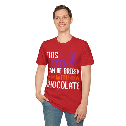 Funny Halloween This Witch Can Be Bribed With Chocolate Lovers Halloween Party T-Shirt Girls Women