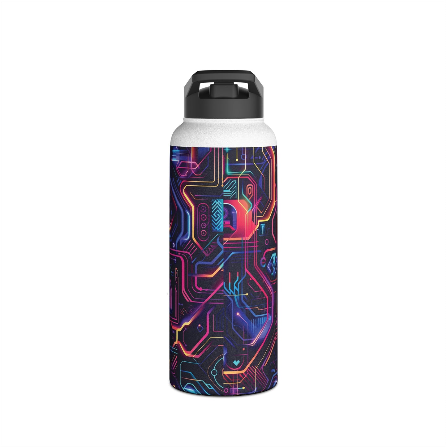 Cyberpunk Neon Vibrant Color Pattern Stainless Steel Water Bottle with Twist-on Lid and Double-Wall Vacuum Insulation