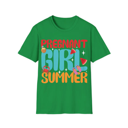 Groovy Pregnancy Reveal Pregnant Girl Summer T-Shirt For Baby Shower T-Shirt