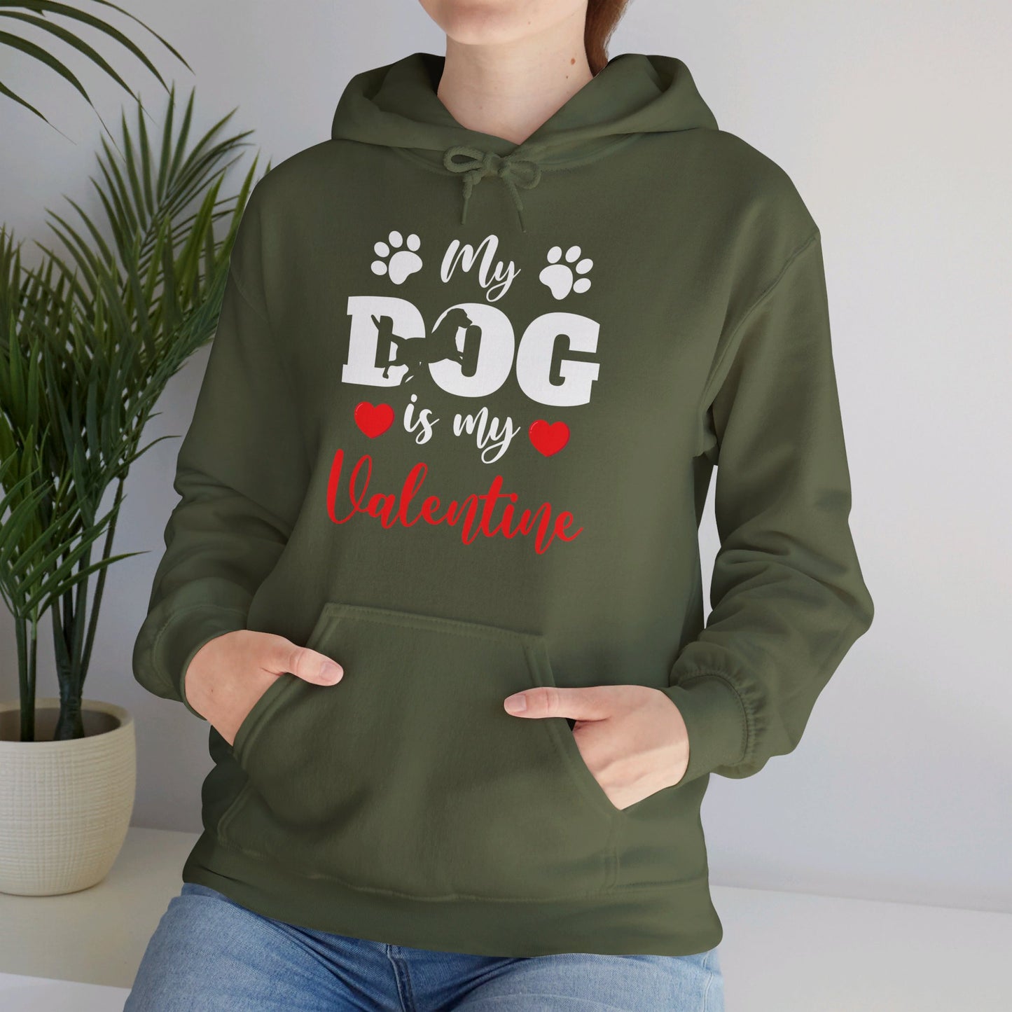 Funny My Dog is My Valentine Dog Lovers Hoodie For Men Women Hoodie