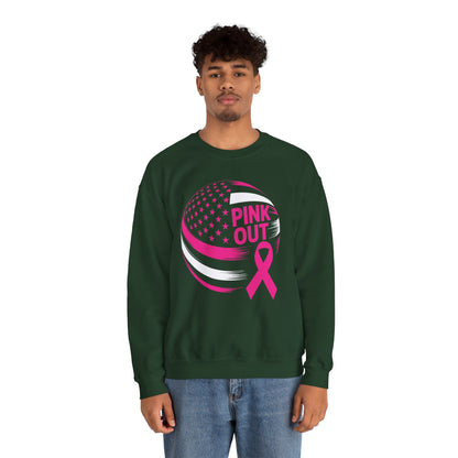 Volley Ball Pink Ribbon Breast Cancer Awearness USA Flag Sweatshirt For Men Women