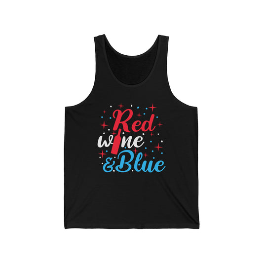 Funny Red White and Blue Wine Tank Top 4th of July Drinking Tank Top For Women