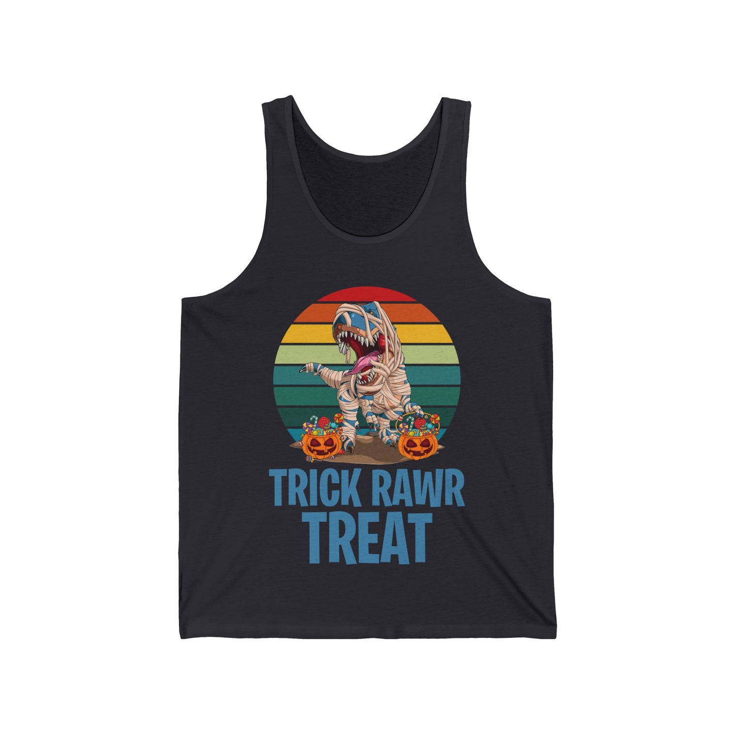 Funny Trick Rawr Treat Halloween Costume Pumpkin Dinosaur Candy T-Rex Lovers Tank Top Men Women