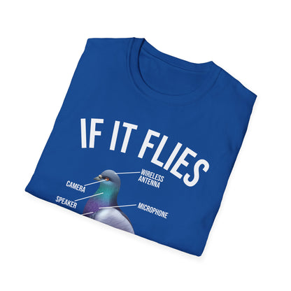 Funny If It Flies It Spies Pigeon Anatomy Bird aren't Real T-Shirt Men Women