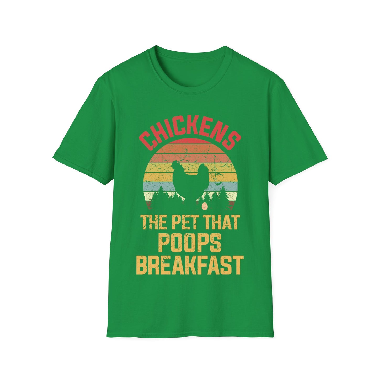 Funny Chickens The Pet That Poops Breakfast Vintage Farm T-Shirt Men Women