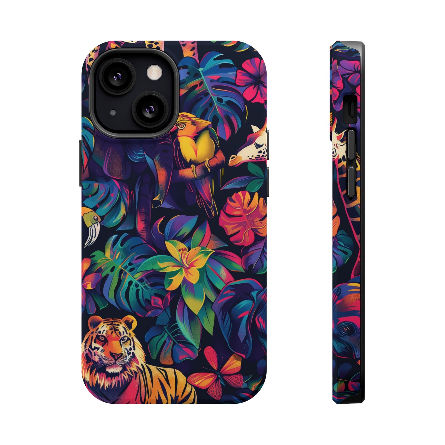 Animal Collage Vibrant Pattern iPhone 13 14 15 Pro Max Plus Case Compatible with MagSafe Tough Cases Protection, Magnetic Phone Case for iPhone  Classic Series