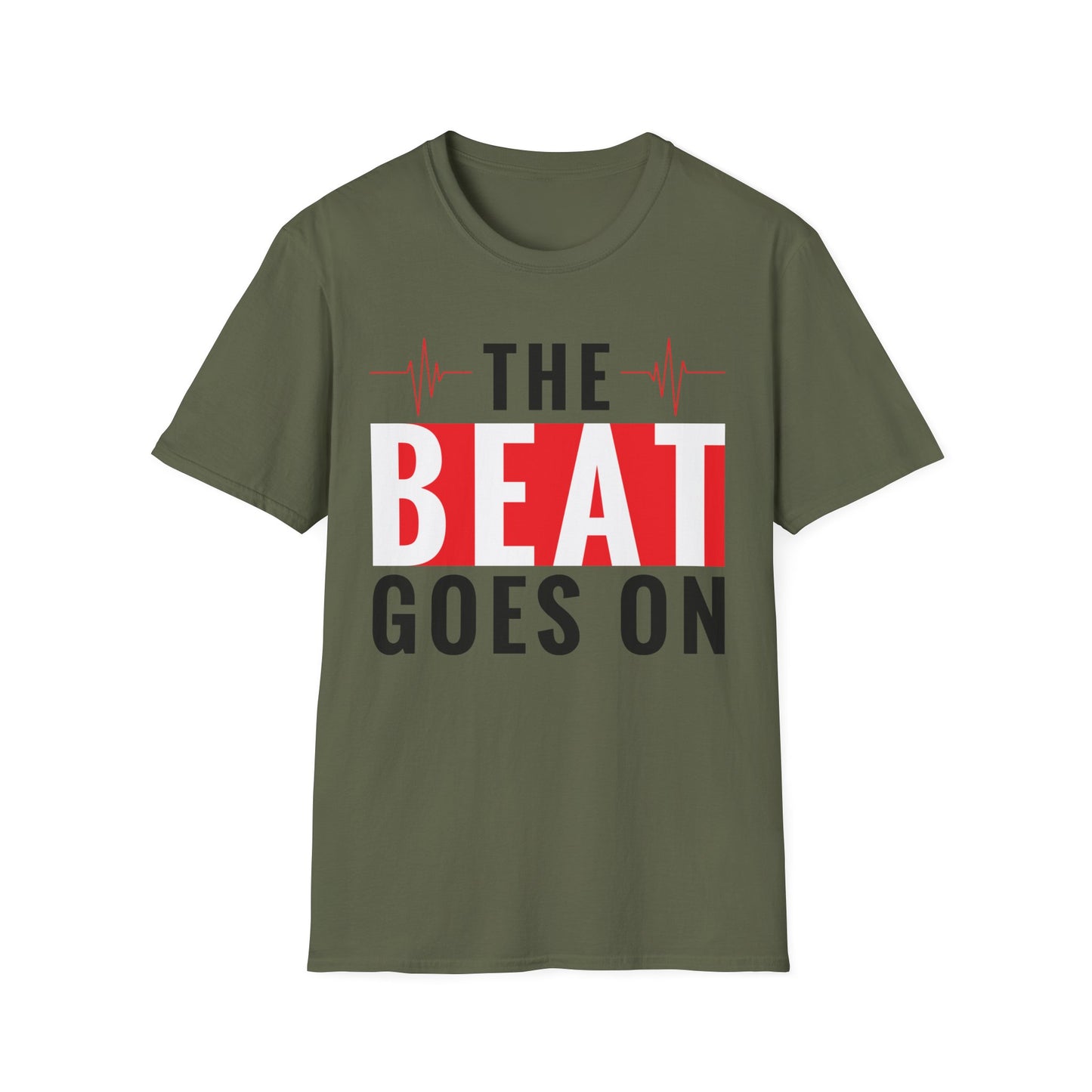 Funny Heartbeat Beat Goes On Heart Disease Awareness T-Shirt For Men Women T-Shirt