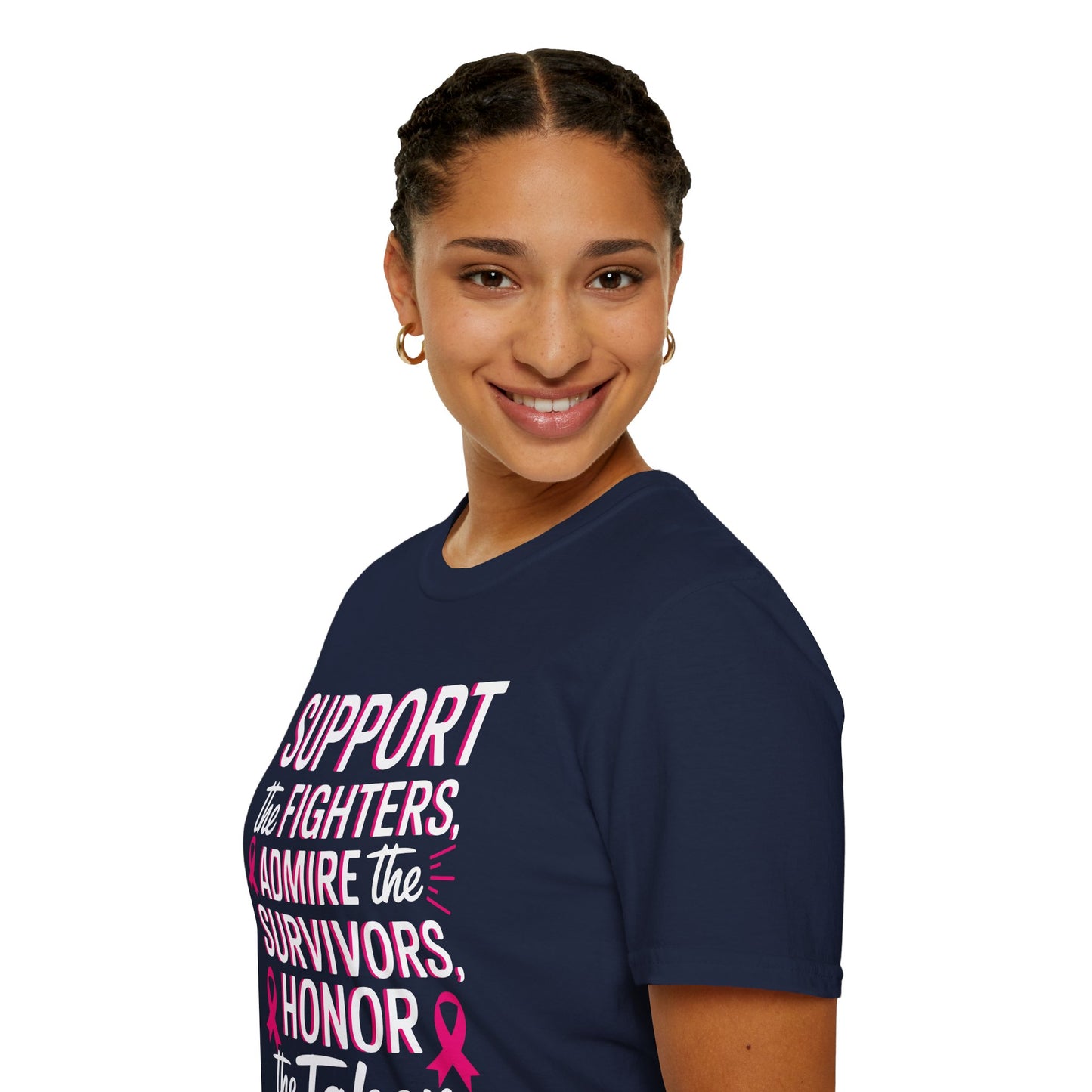Breast Cancer Awareness Support Fighters Admire Survivors T-Shirt For Men Women