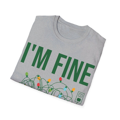 Funny I'm Fine Everything Is Fine Christmas Lights Xmas T-Shirt Men Women