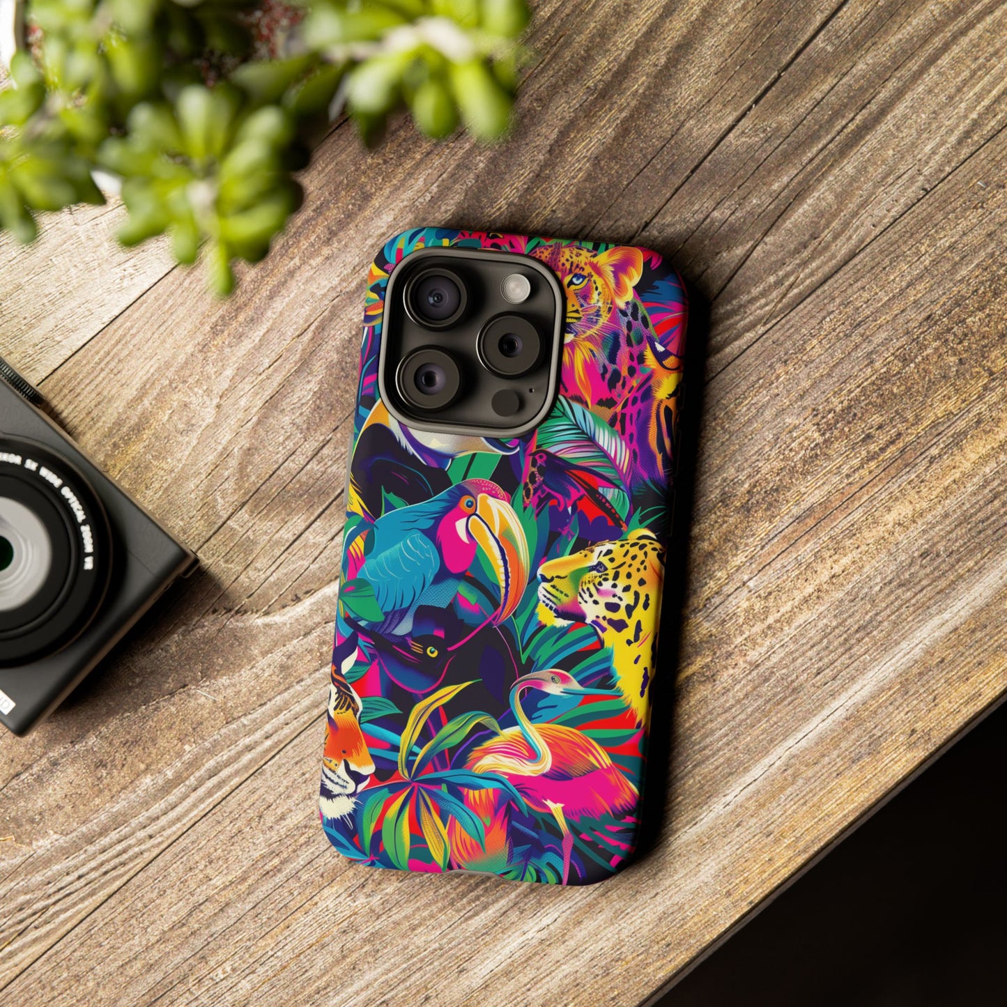 Animal Collage Pattern iPhone 13 14 15 16 Pro Max Plus Case Wireless Charging Compatible Tough Cases Protection, Magnetic Phone Case for iPhone Classic Series