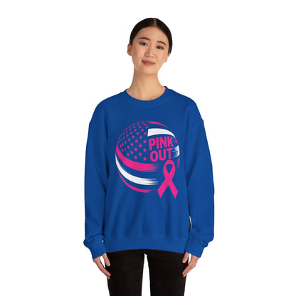 Volley Ball Pink Ribbon Breast Cancer Awearness USA Flag Sweatshirt For Men Women