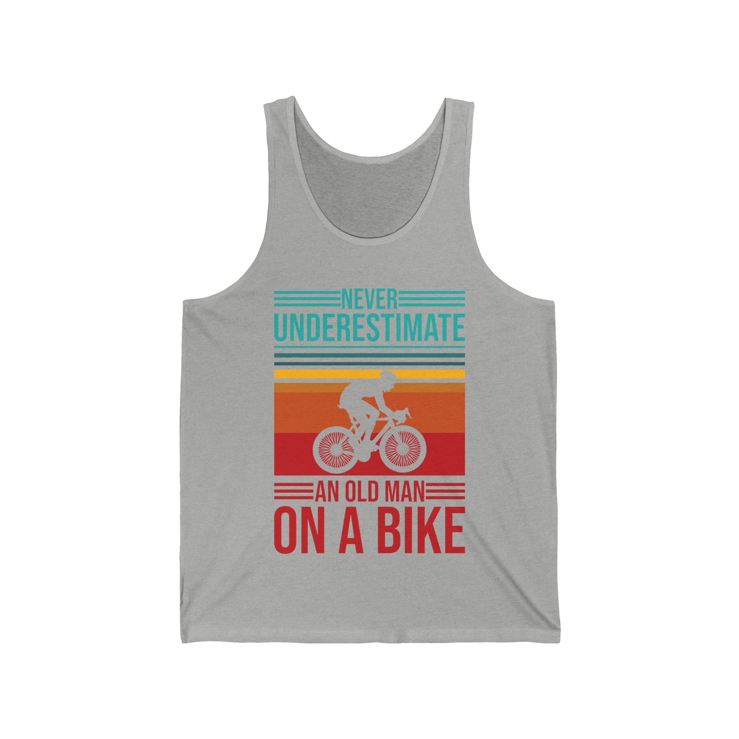 Men's Never Underestimate An Old Man On A Bike Grandpa Grandfather Tank Top Men Women