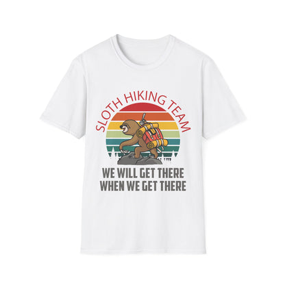 Retro Sloth Hiking Team We'll Get There When We Get There Hikers Hiking T-Shirt