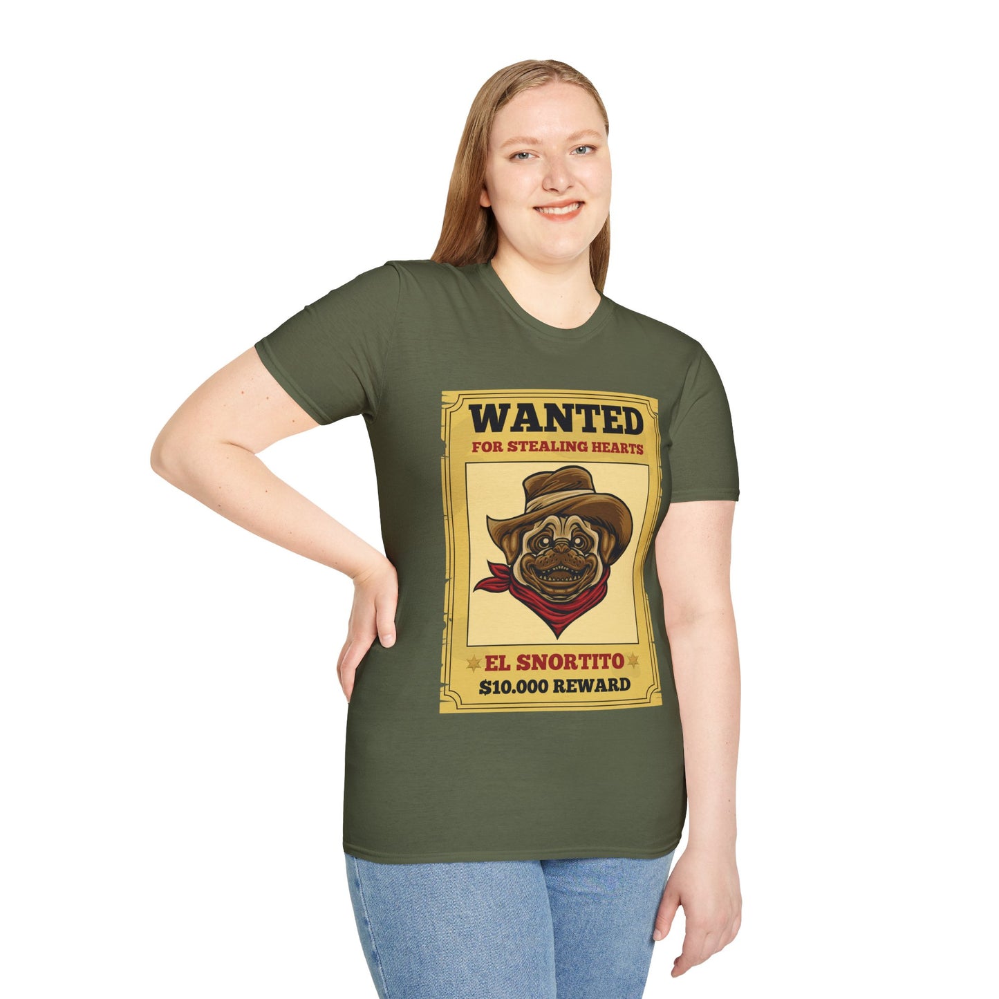 Vintage Pug Wanted Poster Cute Western Cowboy Funny Pug Dog T-Shirt For Men Women T-Shirt