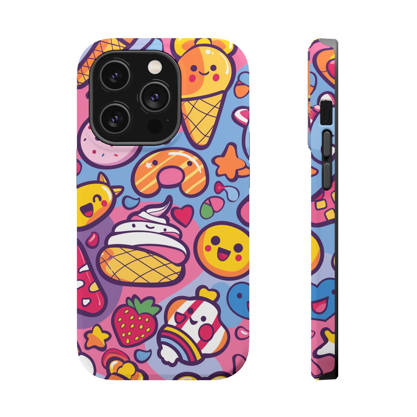 Kawaii Candyland Pattern iPhone 13 14 15 Pro Max Plus Case Compatible with MagSafe Tough Cases Protection, Magnetic Phone Case for iPhone  Classic Series