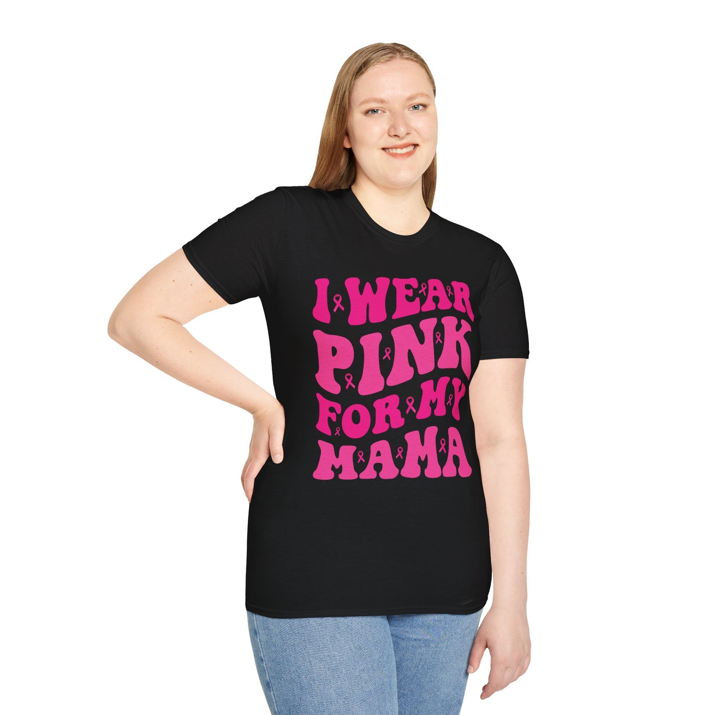 I Wear Pink For My Mama Ribbon Breast Cancer Support Squads T-Shirt For Men Women