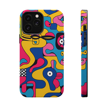 Pop Culture Fun Pattern iPhone 13 14 15 Pro Max Plus Case Compatible with MagSafe Tough Cases Protection, Magnetic Phone Case for iPhone  Classic Series