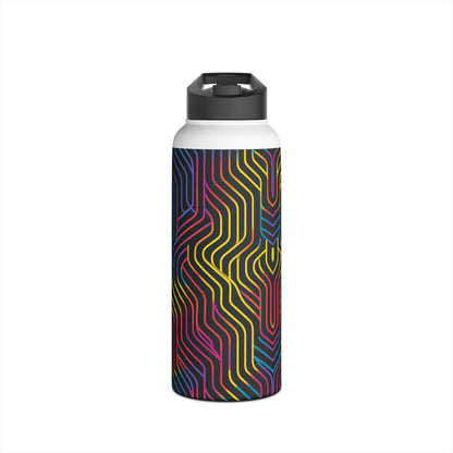 Geometric Illusion Vibrant Pattern Stainless Steel Water Bottle with Twist-on Lid and Double-Wall Vacuum Insulation