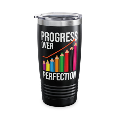 Motivational Progress Over Perfection back to School Teacher Kindergarten Tumbler