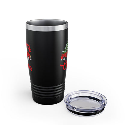 Merry Christmas Buffalo Plaid Red Truck Tree Xmas Tumbler Men Women