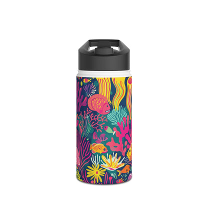 Underwater World Vibrant Pattern Stainless Steel Water Bottle with Twist-on Lid and Double-Wall Vacuum Insulation