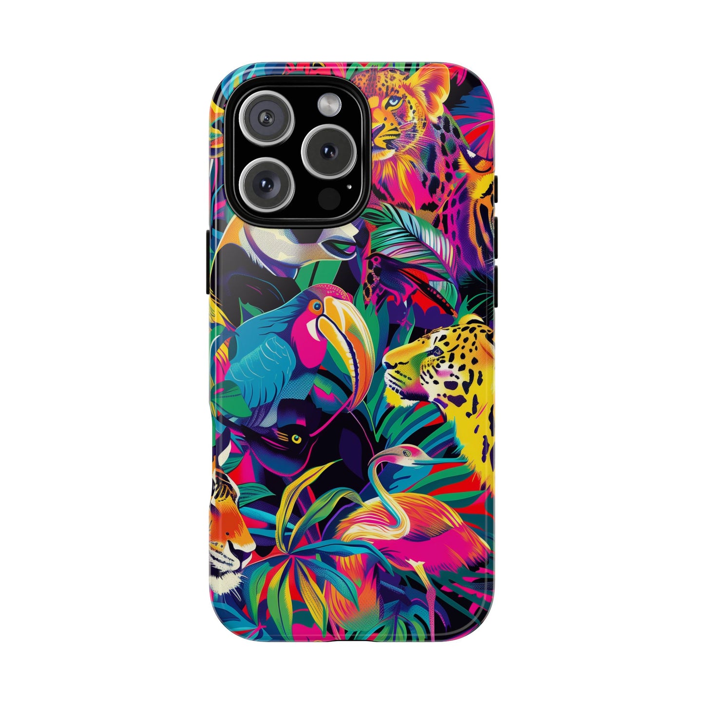 Animal Collage Pattern iPhone 13 14 15 16 Pro Max Plus Case Wireless Charging Compatible Tough Cases Protection, Magnetic Phone Case for iPhone Classic Series