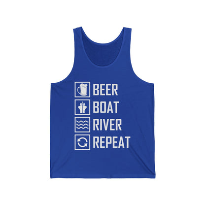 Beer Boat River Repeat Drinking Funny River Life Tank Tops for Men