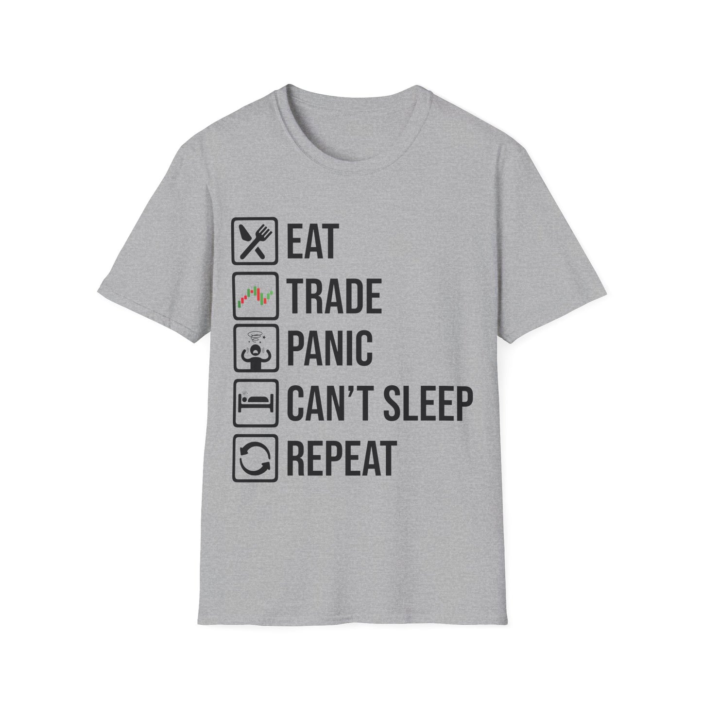 Eat Sleep Trade Panic Repeat Shirt Stock Market Trader Gift T-Shirt For Traders