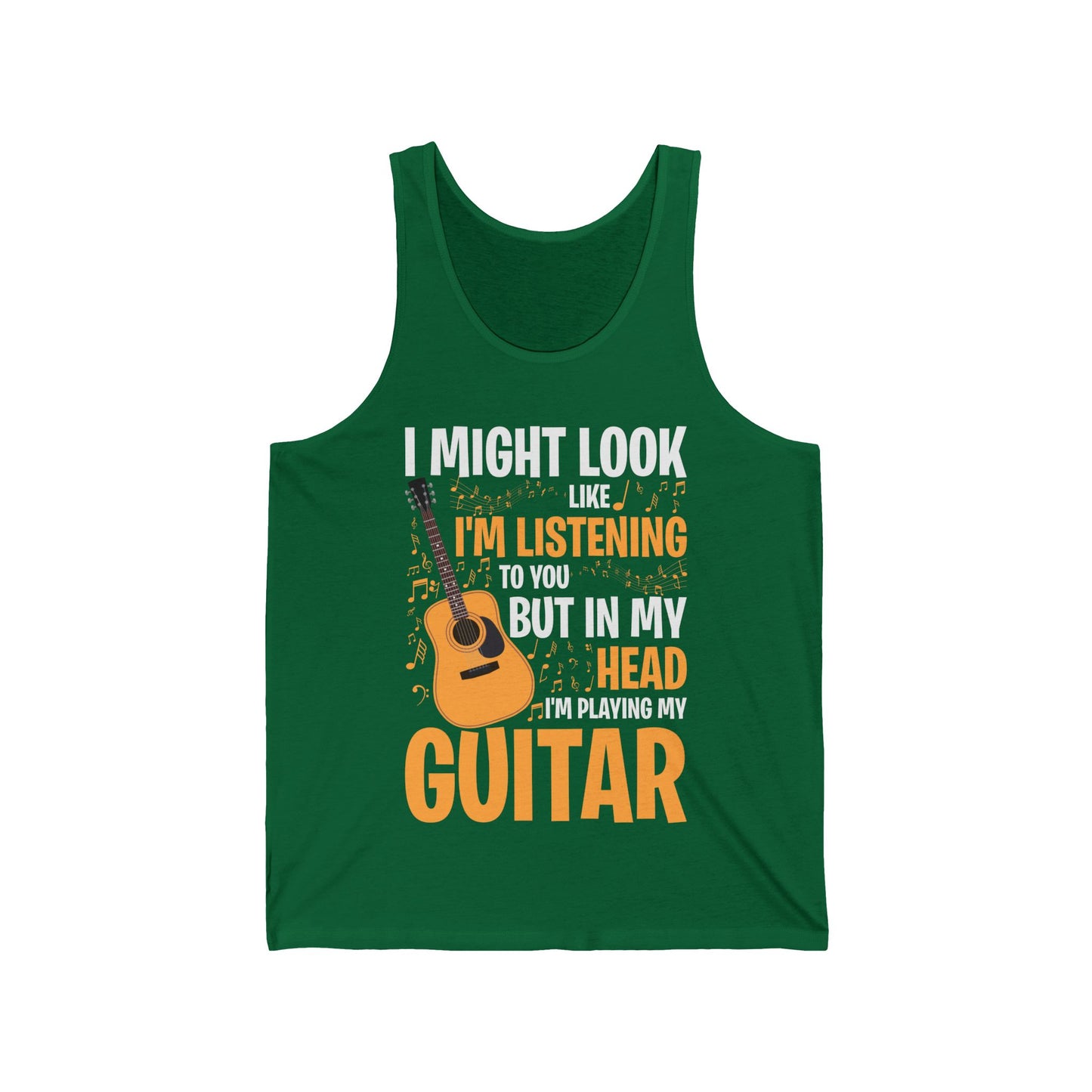 I Might Look Like I'm Listening To You Funny Guitar Music Sarcastic Tank Top