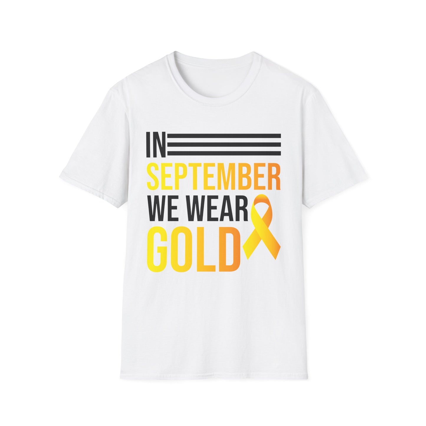 In September We Wear Gold Childhood Cancer Awareness Shirt for Men Women T-Shirt