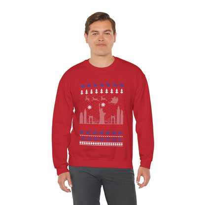 I Love New York Christmas Santa, Reindeer Funny Ugly Christmas Jumper Sweatshirt