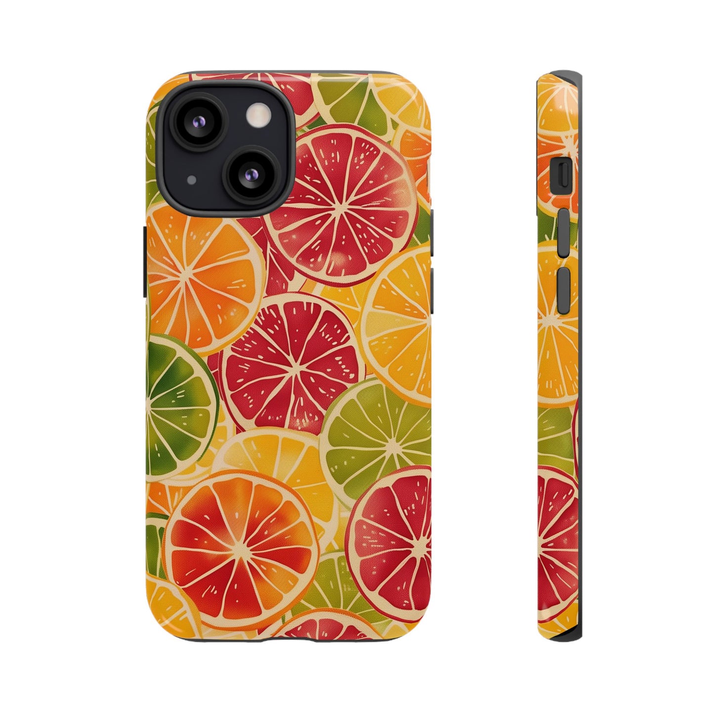 Citrus Burst Vibrant Color Pattern iPhone 13 14 15 16 Pro Max Plus Case Wireless Charging Compatible Tough Cases Protection, Magnetic Phone Case for iPhone Classic Series