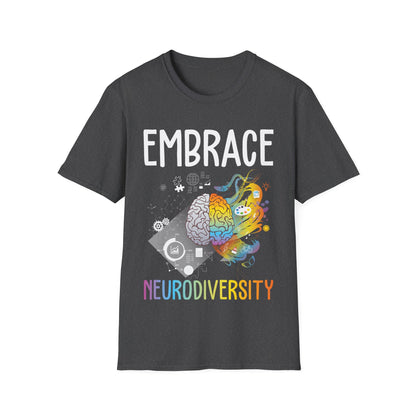 Neurodiversity Embrace ADHD Autism ASD Brain Tshirt Men Women Kids