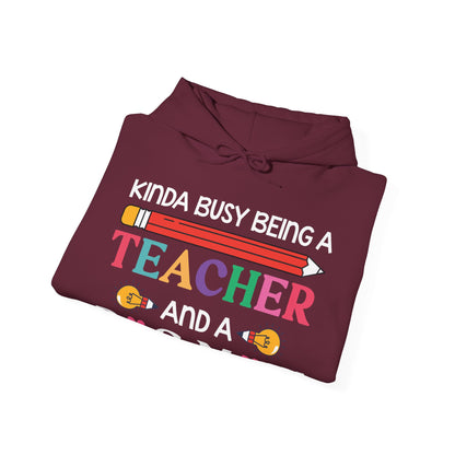 Kinda Busy Being A Teacher And A Dog Mom For Dog Lovers Pet Mothers Day Teachers Hoodie