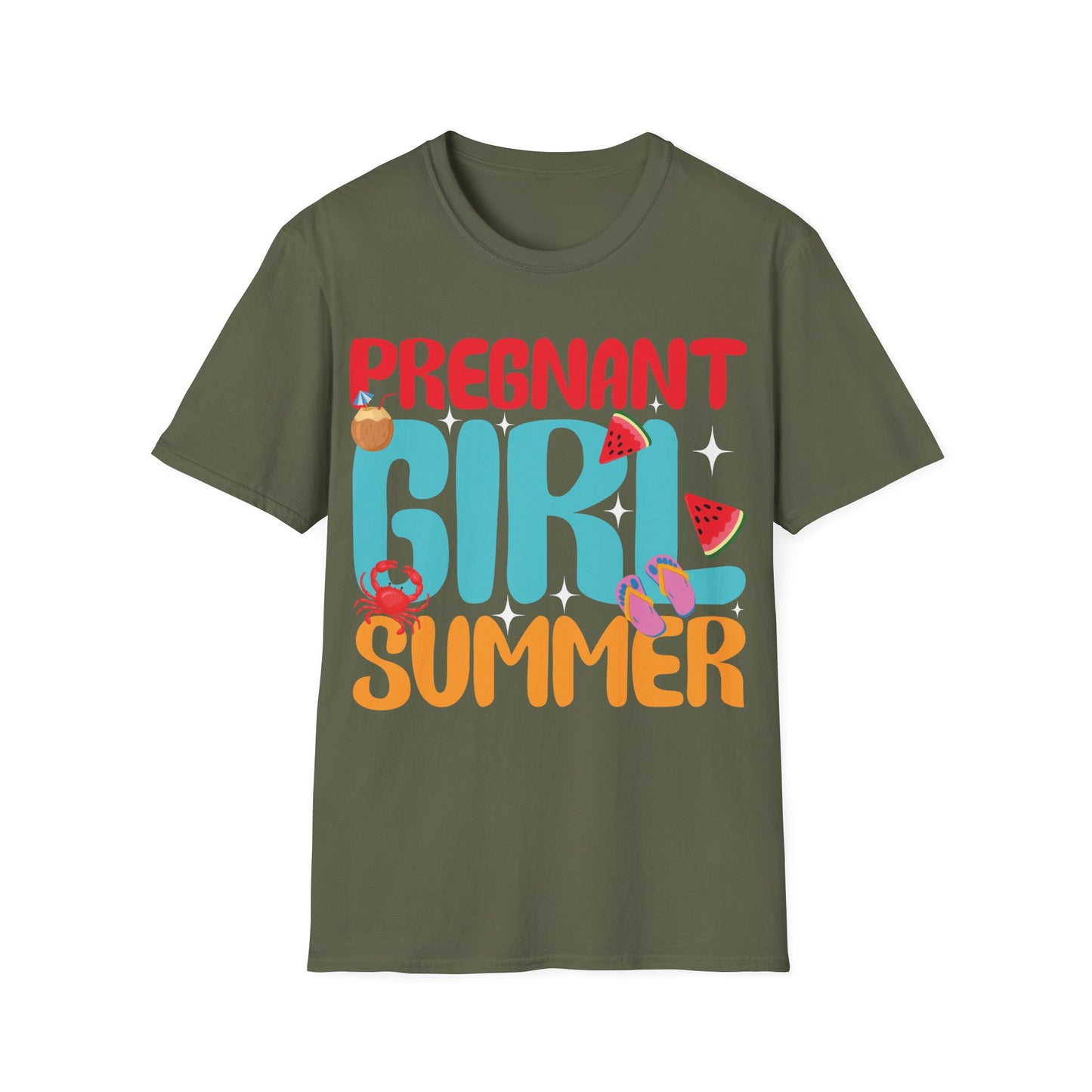 Groovy Pregnancy Reveal Pregnant Girl Summer T-Shirt For Baby Shower T-Shirt