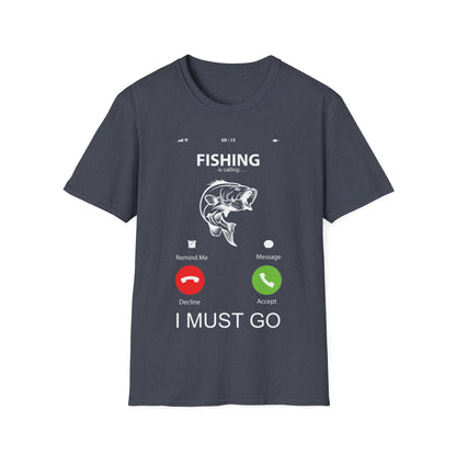 Funny Fishing Is Calling Me T-Shirt Phone Screen Fishing Sailing Rod Tee Top Men