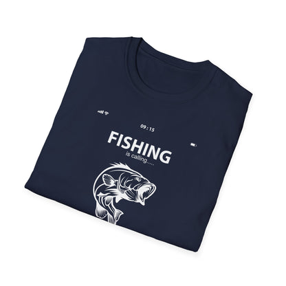 Funny Fishing Is Calling Me T-Shirt Phone Screen Fishing Sailing Rod Tee Top Men