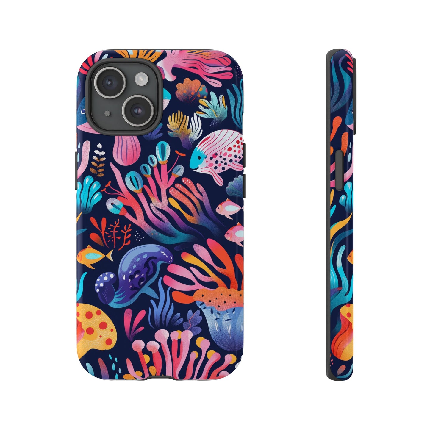 Underwater World Pattern iPhone 13 14 15 16 Pro Max Plus Case Wireless Charging Compatible Tough Cases Protection, Magnetic Phone Case for iPhone Classic Series