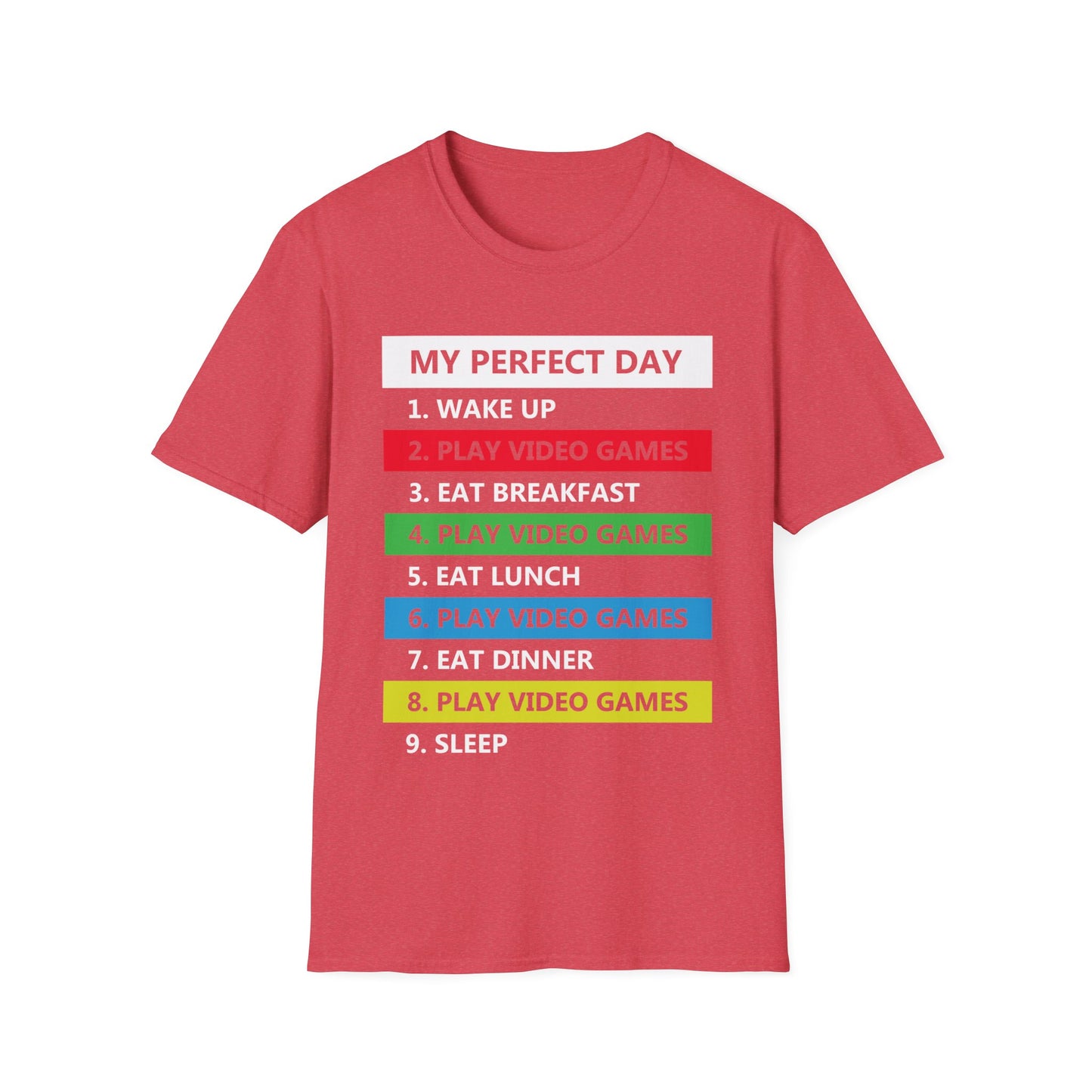 Funny My Perfect Day of Gamer Video Games Gaming T-Shirt Funny Kids Tee Top