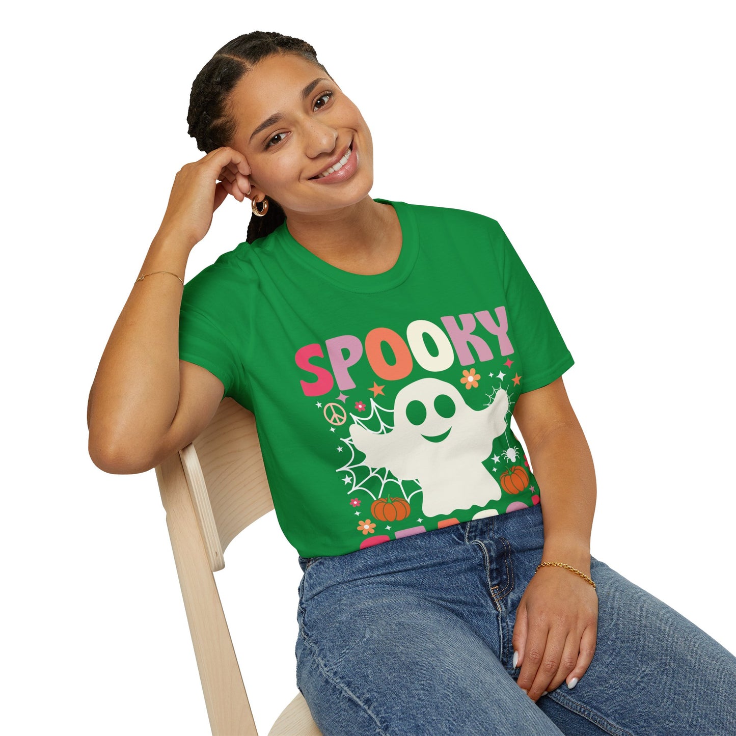 Groovy Spooky Season Cute Ghost Pumpkin Halloween T-Shirt For Men Women Kids