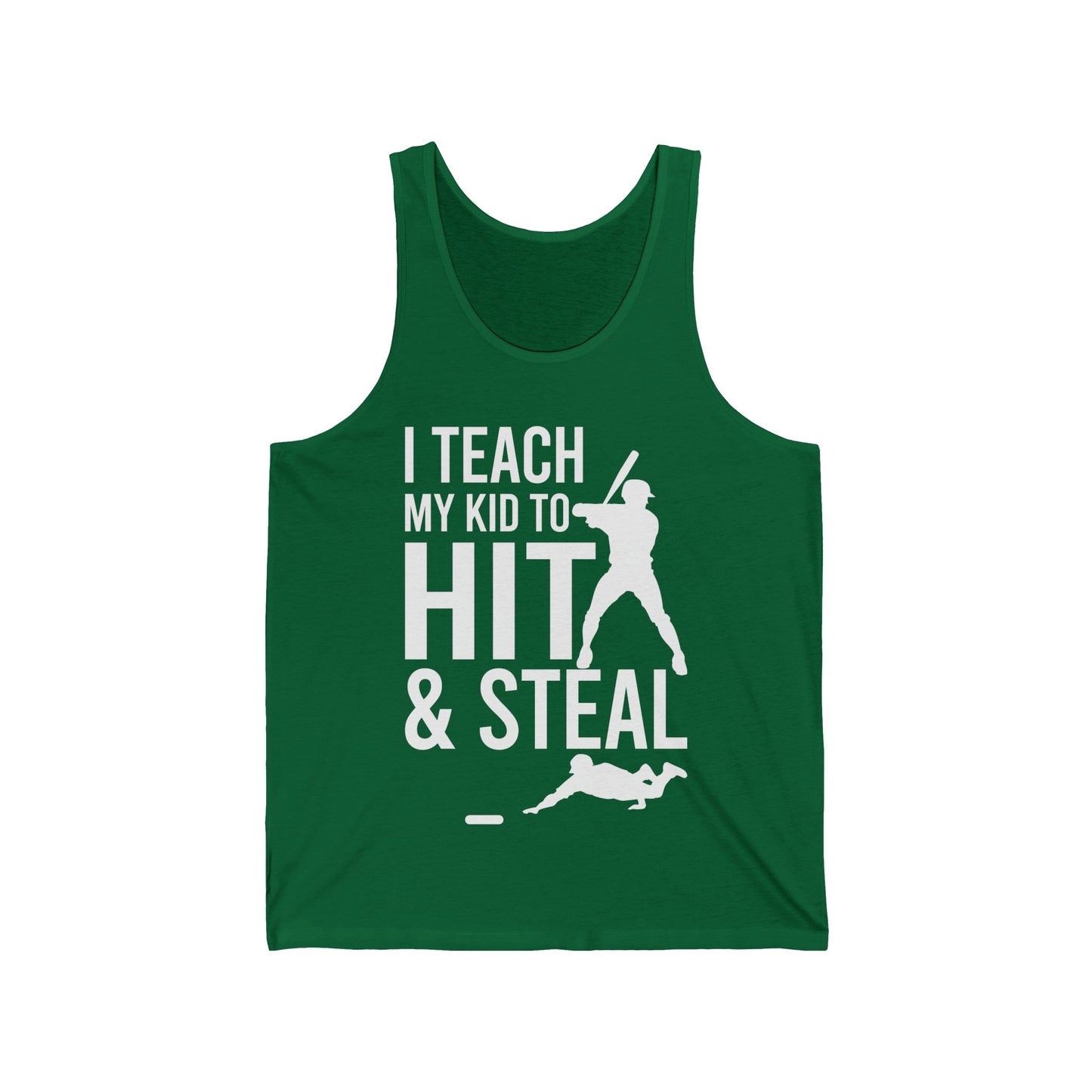 Funny I Teach My Kid To Hit and Steal Bat Helmet Baseball Sports Tank Top Men Women