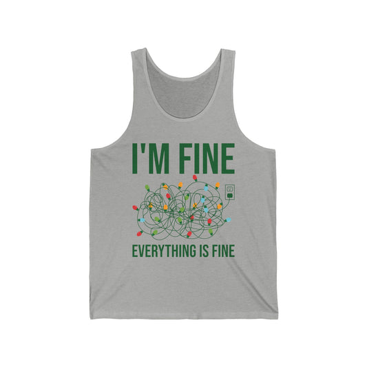 Funny I'm Fine Everything Is Fine Christmas Lights Xmas Tank Top Men Women